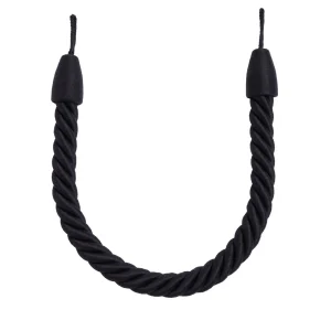 Black Linen Curtain Cable Holdback